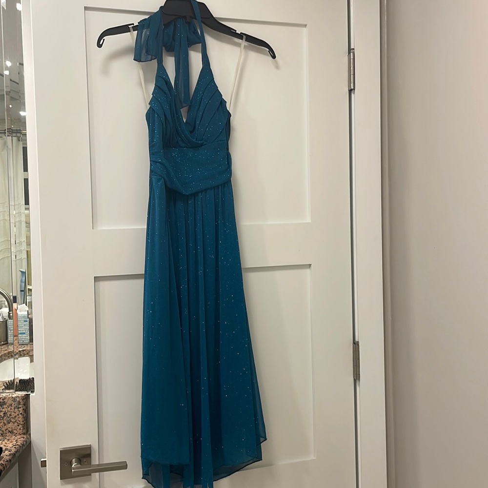 Blue sparkle Y2K halter dress